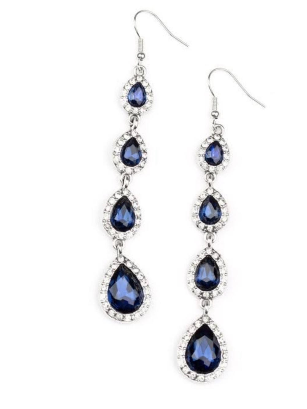 paparazzi Navy Blue Teardrop Crystal Dangle Earrings